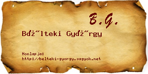 Bélteki György névjegykártya